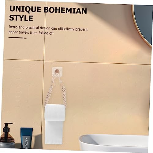 Hemobllo Retro Beige Cotton Rope Toilet Paper Holder