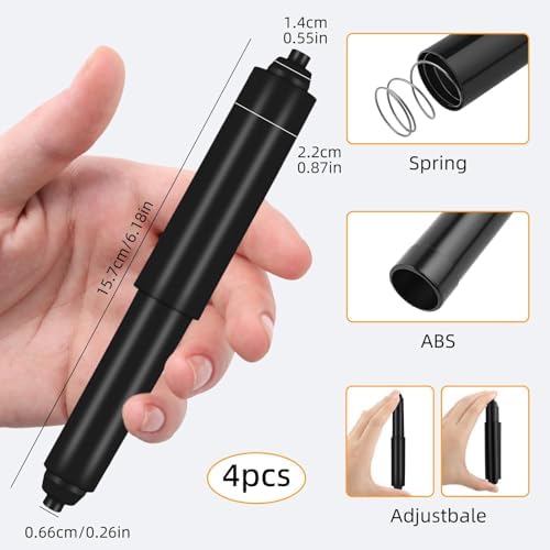 4-Piece Black Toilet Paper Holder Spring-Loaded Roller Replacement