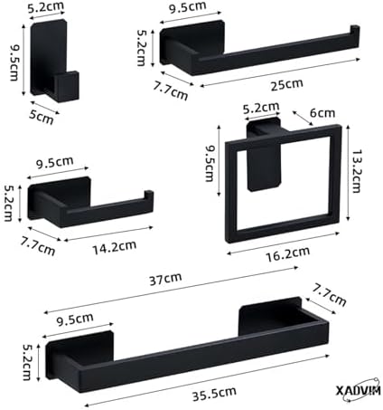 304 Stainless Steel Towel Bar Set 3-Piece Black