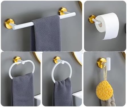 Stylish White Black Gold Bathroom Hardware Set