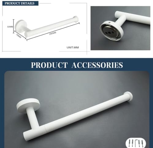 Wall-Mounted Stainless Steel White Towel Rack Bathroom Kitchen Essential Set of 5
