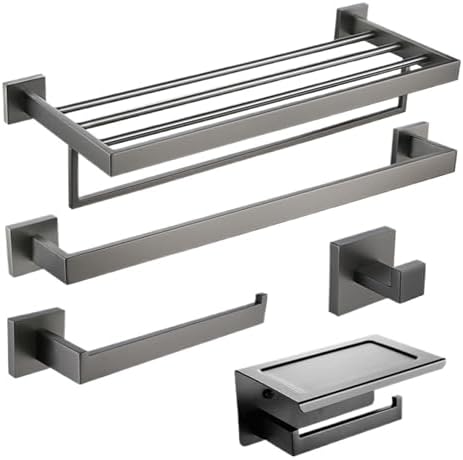 Wangensu Brushed Grey Bathroom Towel Holder Set 50cm each 2 bars