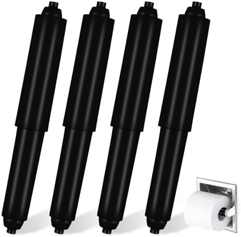 4-Piece Black Toilet Paper Holder Spring-Loaded Roller Replacement