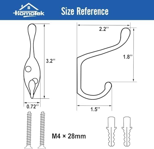 HOMOTEK 5-Pack Dual Coat Hook Set