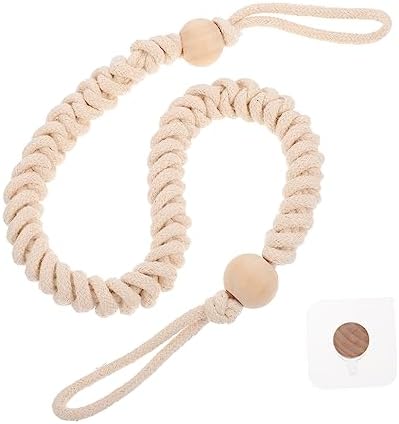 Retro-Style Beige Bathroom Tissue Holder with Braided Cotton Rope
