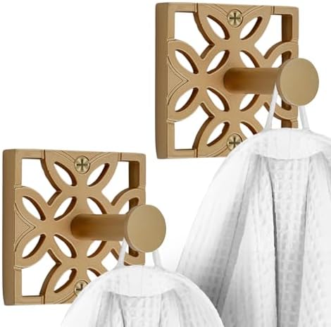 Two Gold Hooks Bathroom Towel Robe Hook Wall Mounted - Rustproof Durable Design