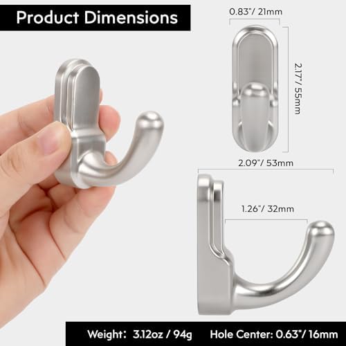 4-Piece Heavy Duty Brushed Nickel Towel Robe Hooks