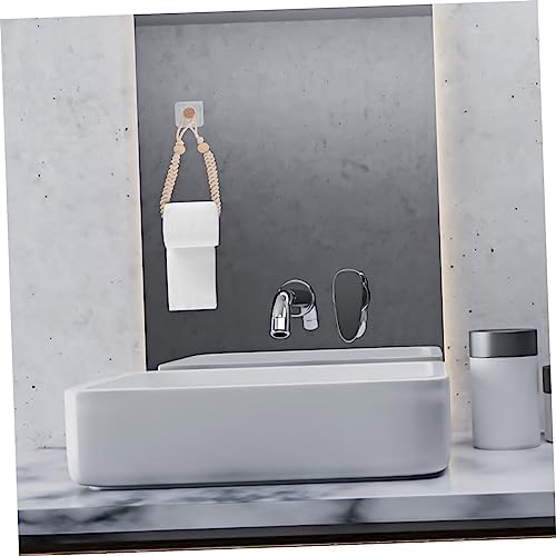 Retro-Style Beige Bathroom Tissue Holder with Braided Cotton Rope