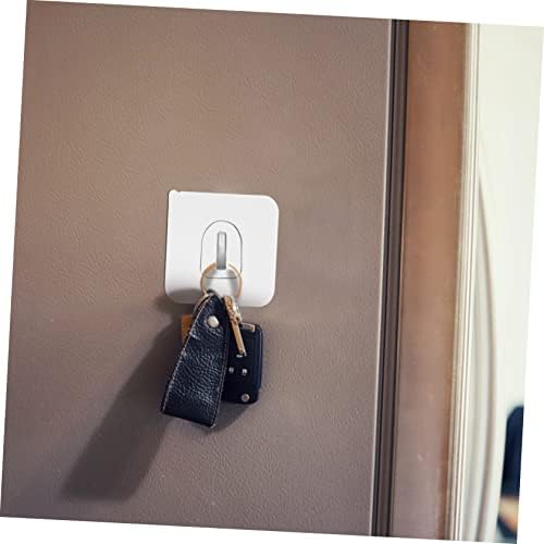 Simple Square Plastic Hooks with Adhesive - Transparent for Kitchen Bathroom Office Use