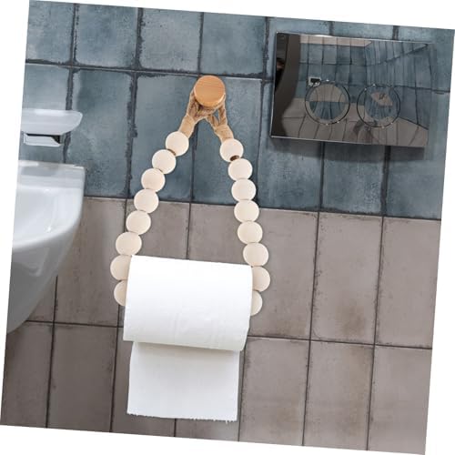 Creative Ropes Wooden Bead Toilet Paper Holder Wall-Mounted Storage