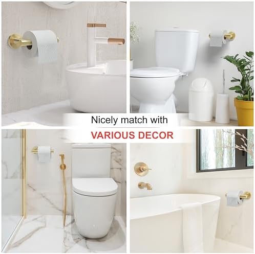 brushed Gold Toilet Paper Holder Wall Mount Premium Stainless Steel Anti-Rust Holder