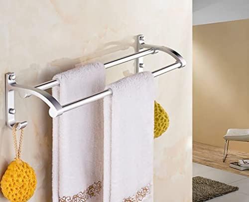 Double Towel Rail 60Cm Wall Mounted Towel Bar with Double Hooks