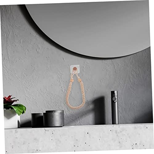 Retro-Style Beige Bathroom Tissue Holder with Braided Cotton Rope