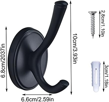 Black Coat Hooks 4-Pack Metal Towel Robe Hook for Walls