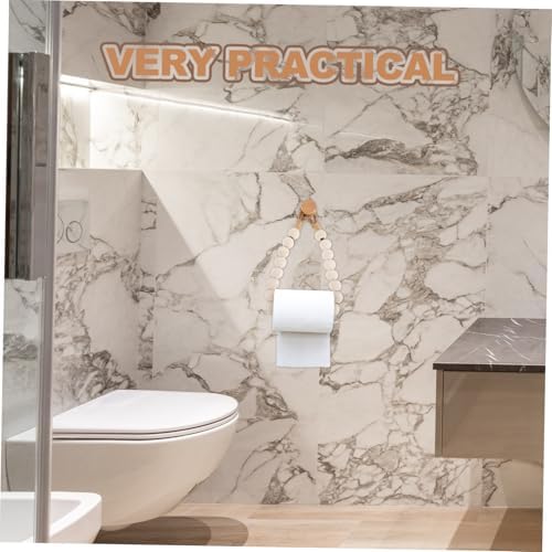 Luxshiny Wooden Bead Paper Towel Holder Modern Wall Mount