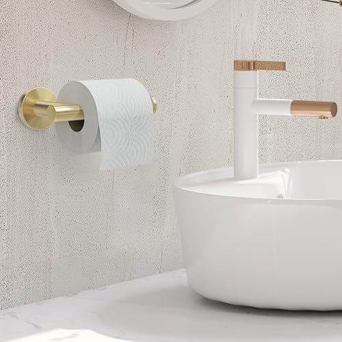 brushed Gold Toilet Paper Holder Wall Mount Premium Stainless Steel Anti-Rust Holder