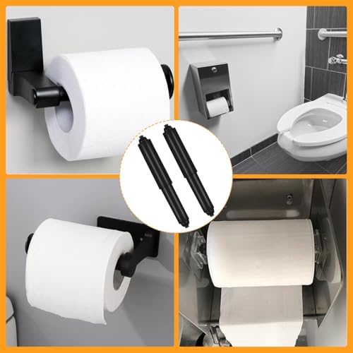 4-Piece Black Toilet Paper Holder Spring-Loaded Roller Replacement