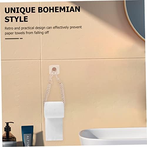 Beige Bohemian Cotton Rope Hanging Toilet Paper Holder