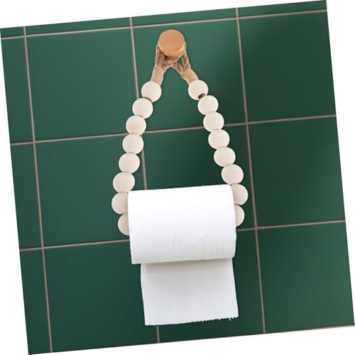 Creative Ropes Wooden Bead Toilet Paper Holder Wall-Mounted Storage