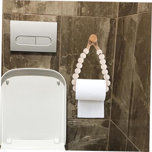 Rustic Toilet Paper Holder Rope Beads Easy Wall-Mounted Organizer