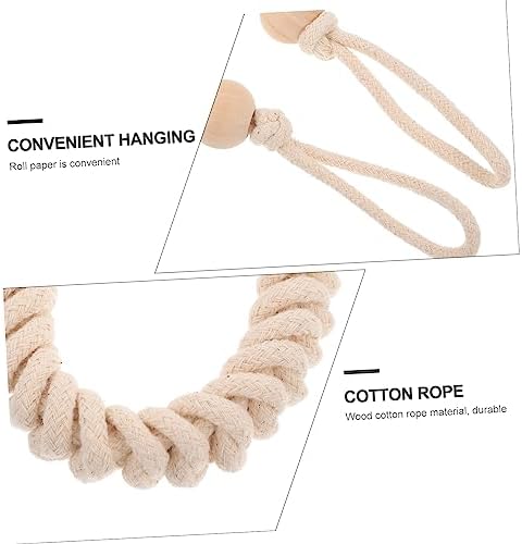 OUNONA 1pc Retro Cotton Rope Toilet Paper Holder Beige Woven Design