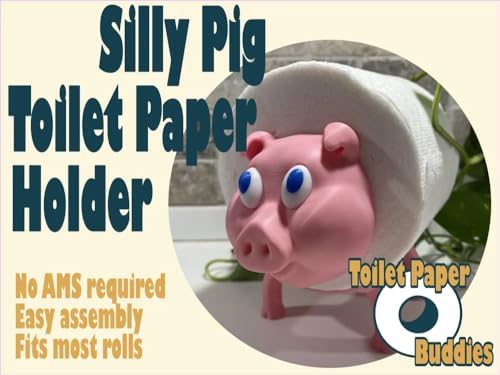 Cute Animal Toilet Paper Holder - Sturdy PLA Bathroom Tissue Roll Stand Pig Design