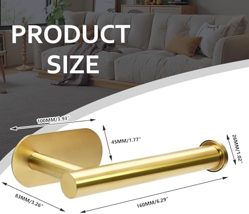 Stainless Steel Self-Adhesive Toilet Paper Holder Durable and Stylish Round Design Gold