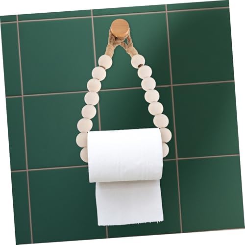 Luxshiny Wooden Bead Paper Towel Holder Modern Wall Mount