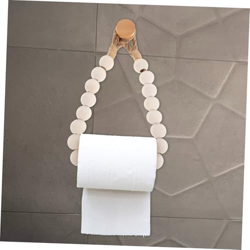 Creative Ropes Wooden Bead Toilet Paper Holder Wall-Mounted Storage