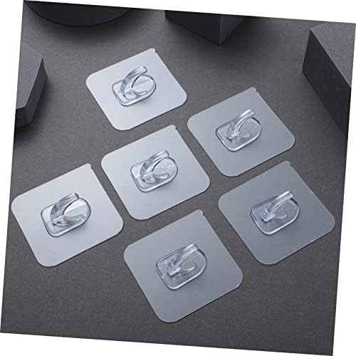 Simple Square Plastic Hooks with Adhesive - Transparent for Kitchen Bathroom Office Use