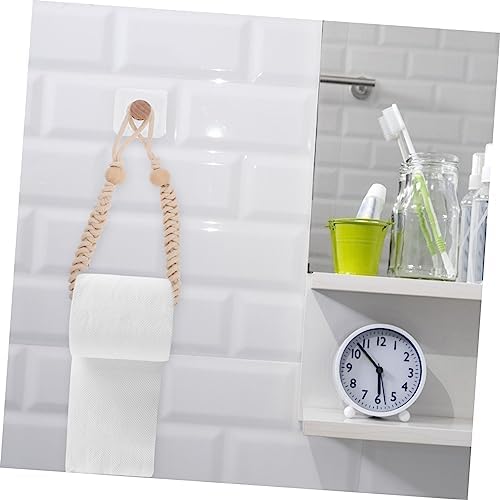 Beige Bohemian Cotton Rope Hanging Toilet Paper Holder