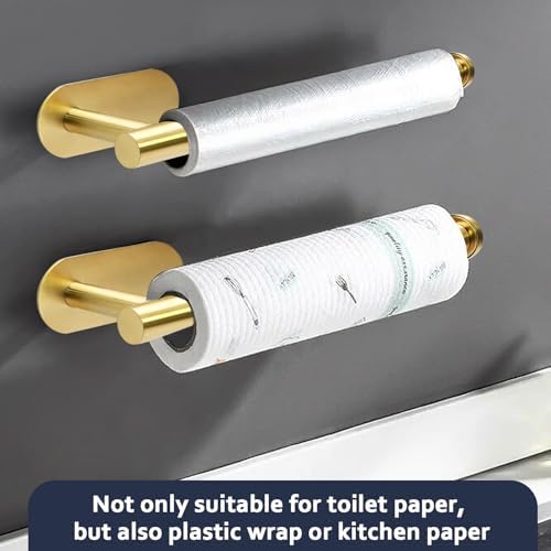 Stainless Steel Self-Adhesive Toilet Paper Holder Durable and Stylish Round Design Gold