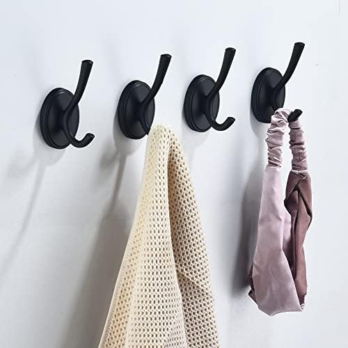 Black Coat Hooks 4-Pack Metal Towel Robe Hook for Walls