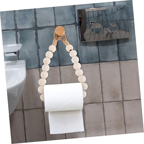 Luxshiny Hanging Toilet Paper Holder Creative Rope Wooden Bead Rack