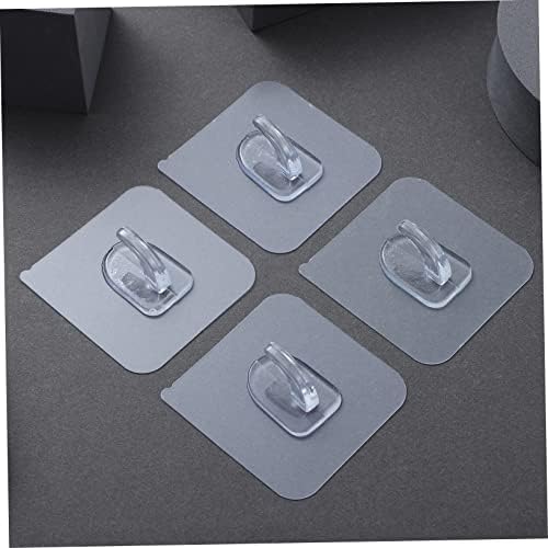 Simple Square Plastic Hooks with Adhesive - Transparent for Kitchen Bathroom Office Use