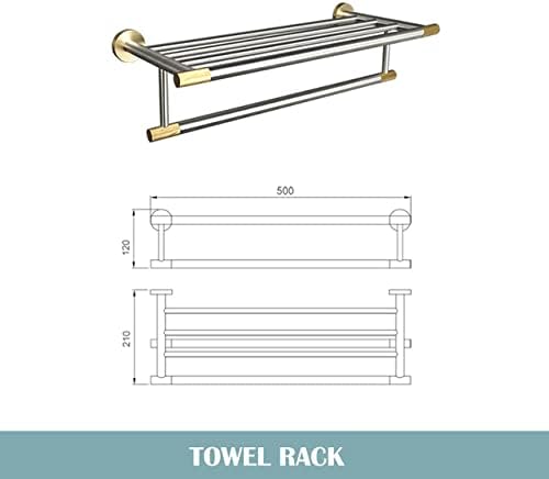 Rustproof Gold Towel Bar Hook with Durable Shelf