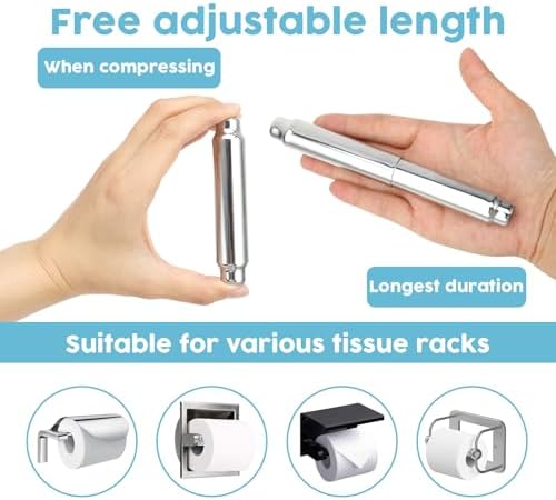 Universal Toilet Paper Holder Spring Rod Replacement Stainless Steel Easy Install