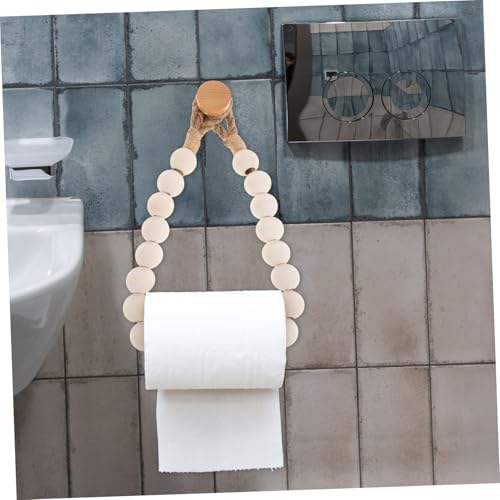 Rustic Toilet Paper Holder Rope Beads Easy Wall-Mounted Organizer