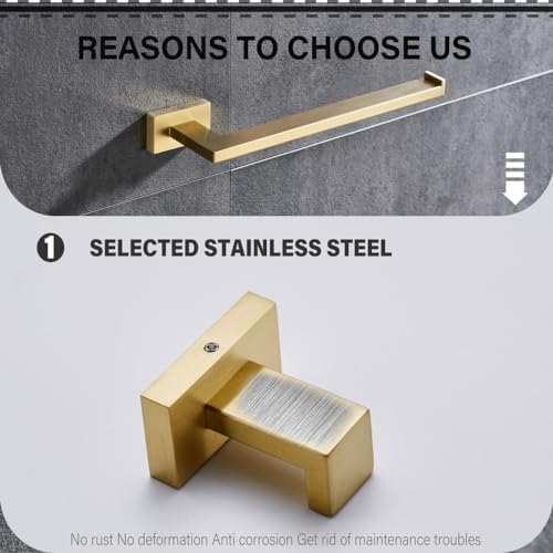 Stainless Steel Bathroom Kit Brushed Gold rust-proof modern design