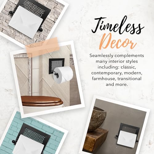 Modern Farmhouse Toilet Paper Holder Wall-Mounted Rustic Black Decor