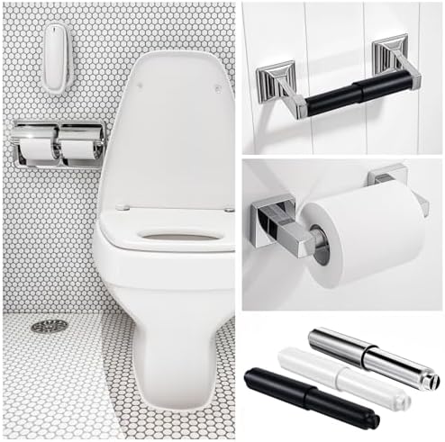 Ouligay 3-Piece Rust-Proof Toilet Paper Roll Holder Black White Silver