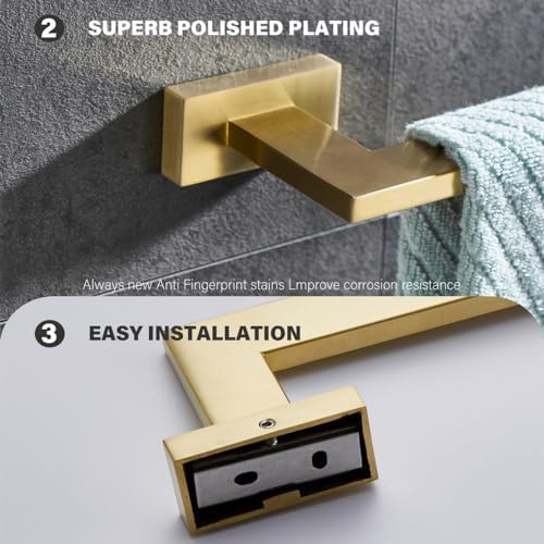 Stainless Steel Bathroom Kit Brushed Gold rust-proof modern design