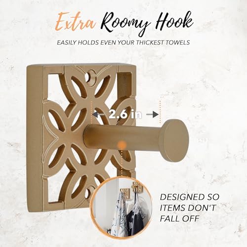 Two Gold Hooks Bathroom Towel Robe Hook Wall Mounted - Rustproof Durable Design
