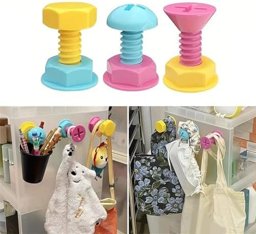 3-Piece Screw-Shaped Adhesive Wall Hooks for Home Use