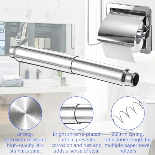 Stainless Steel Toilet Roll Holder Spring Roller Replacement Durable Sleek