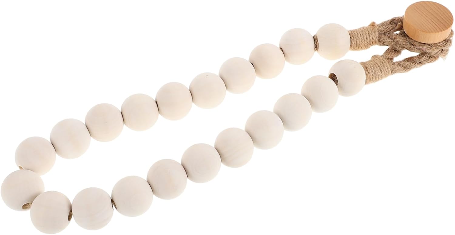 Rope Wood Bead Holder - Nautical Bathroom Decor Paper Towel Holder Stand