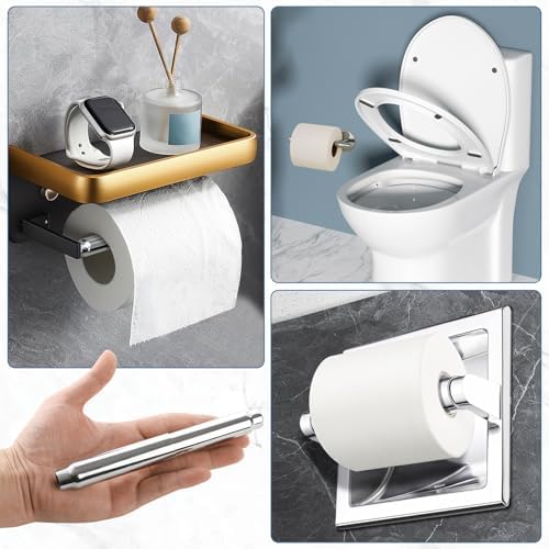 EXEXIUOStainless Steel Spring-Loaded Toilet Paper Holder Durable Compact