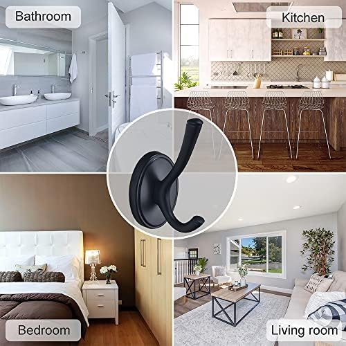Black Coat Hooks 4-Pack Metal Towel Robe Hook for Walls
