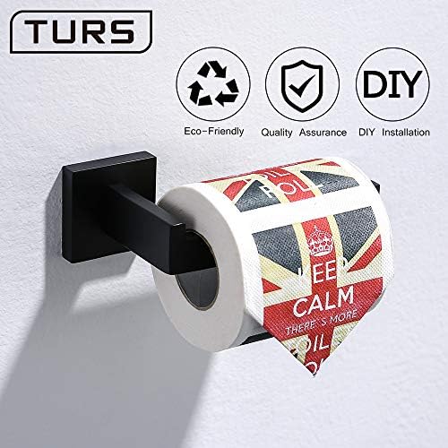 TURS Black Stainless Steel Wall Mount Toilet Paper Holder Modern Design Rust-Resistant