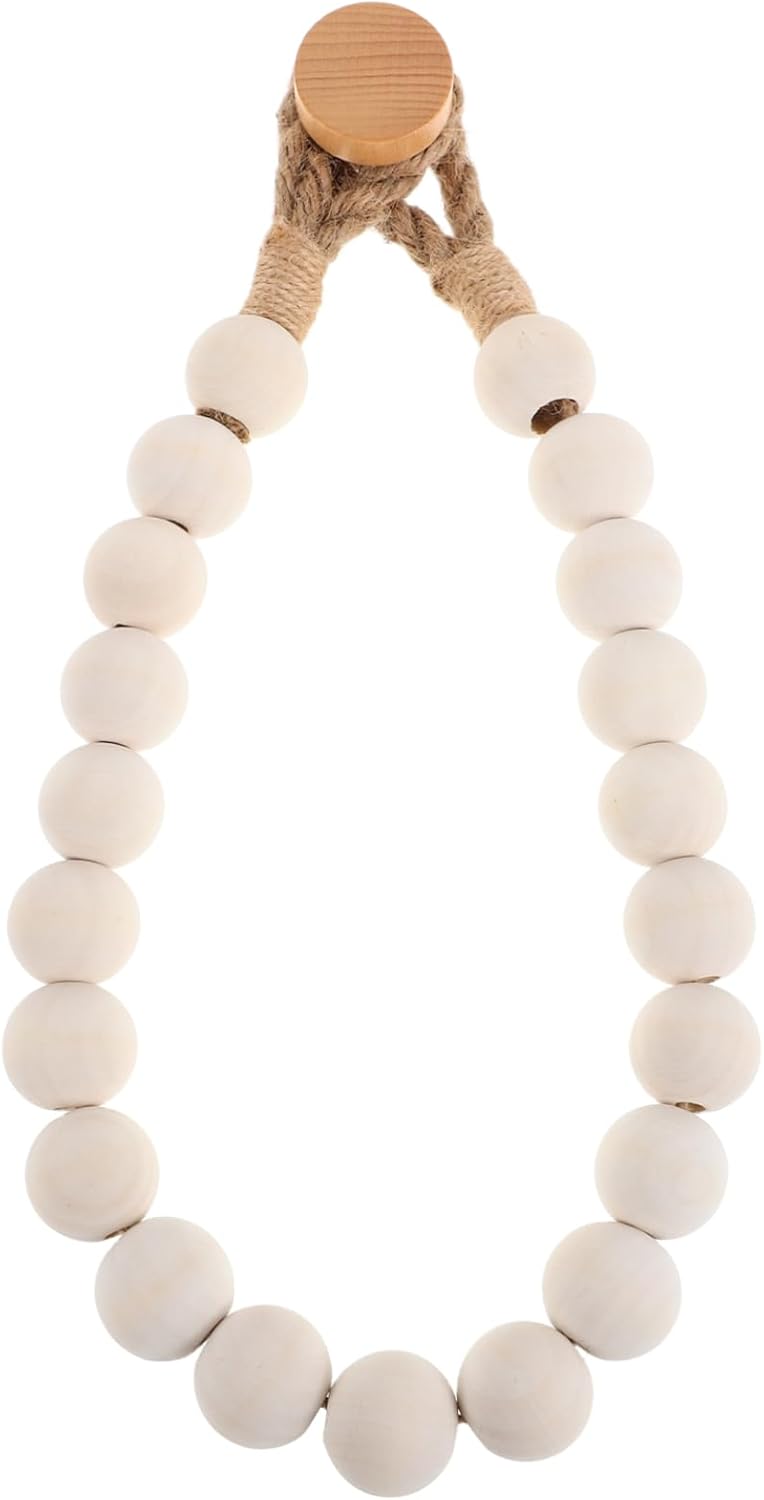 Rope Wood Bead Holder - Nautical Bathroom Decor Paper Towel Holder Stand